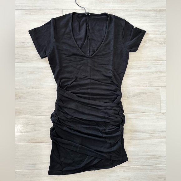 NWT MONROW BLACK SUPERSOFT FRONT WRAP DRESS - Picture 1 of 7